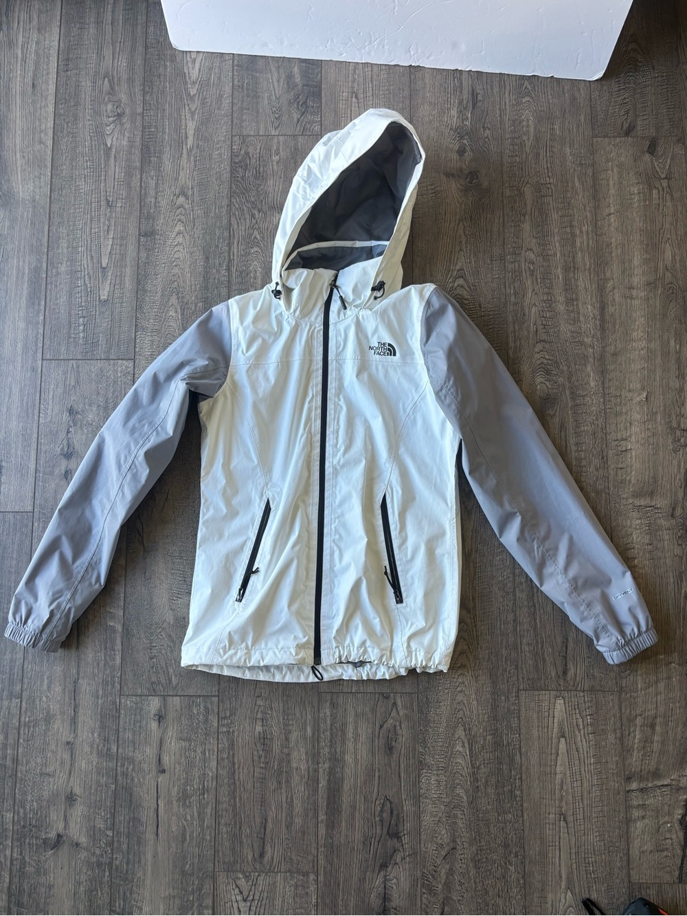 The North Face women’s ' White & Gray Hooded rain Jacket